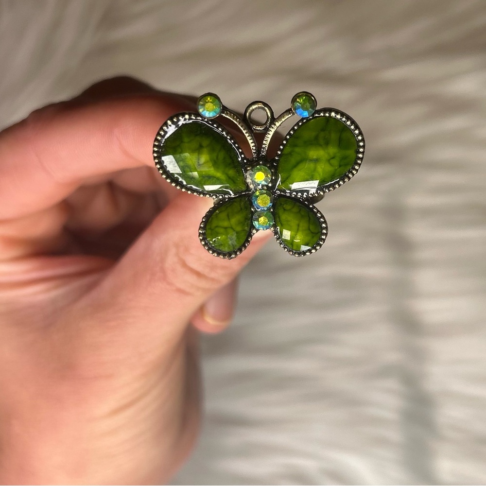 Chunky Green Butterfly Ring
